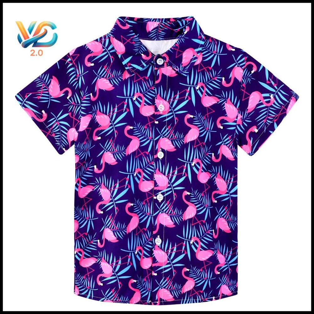Boys‎ Hawaiian Shirt Short Sleeve Button Down Summer Beach Top Kids